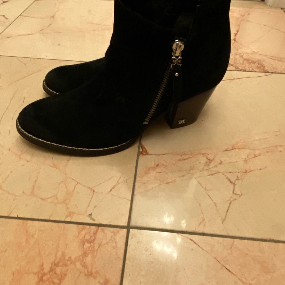 Sam Edelman black booties.    Worn once.   Excellent condition